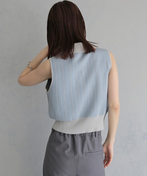 &g'aime(アンジェム)の「【&g'aime】ジャガードポロベスト JACQUARD POLO VEST(ベスト・レディース・グレー/ブラウン/ブラック・FREE)」の7枚目の写真