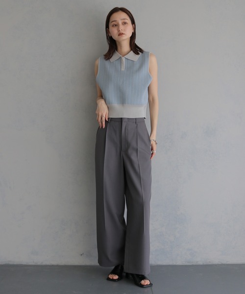 &g'aime(アンジェム)の「【&g'aime】ジャガードポロベスト JACQUARD POLO VEST(ベスト・レディース・グレー/ブラウン/ブラック・FREE)」の8枚目の写真