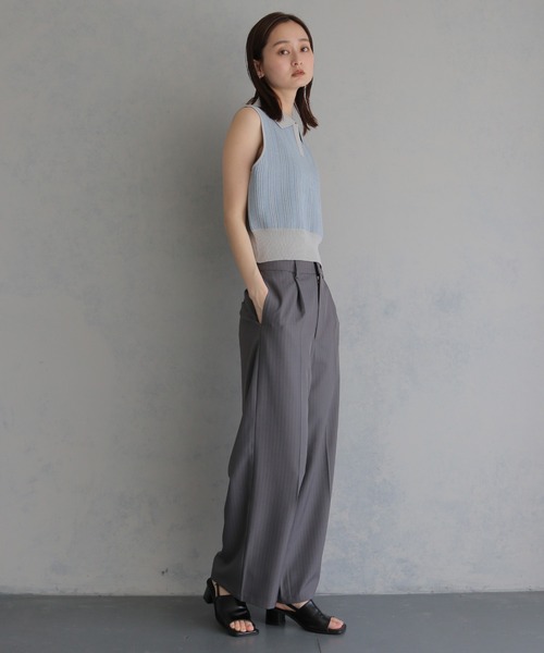 &g'aime(アンジェム)の「【&g'aime】ジャガードポロベスト JACQUARD POLO VEST(ベスト・レディース・グレー/ブラウン/ブラック・FREE)」の9枚目の写真