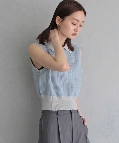 &g'aime(アンジェム)の「【&g'aime】ジャガードポロベスト JACQUARD POLO VEST(ベスト・レディース・グレー/ブラウン/ブラック・FREE)」の4枚目の写真