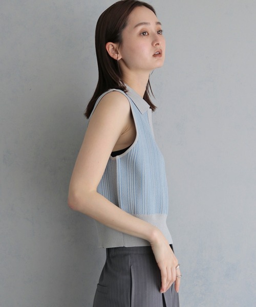 &g'aime(アンジェム)の「【&g'aime】ジャガードポロベスト JACQUARD POLO VEST(ベスト・レディース・グレー/ブラウン/ブラック・FREE)」の5枚目の写真