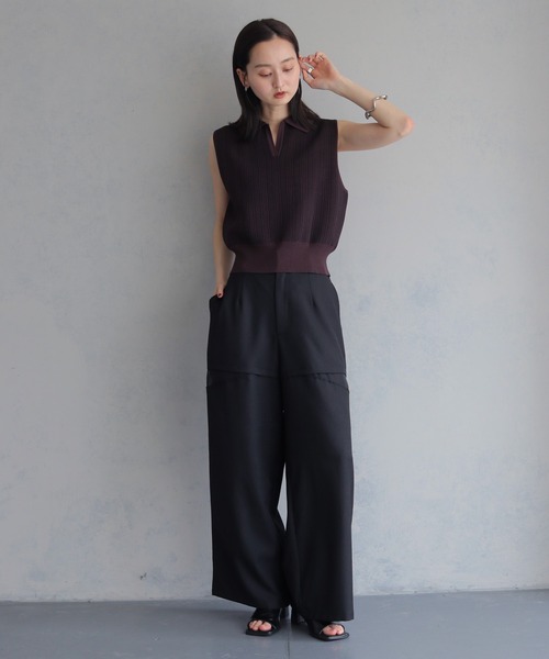 &g'aime(アンジェム)の「【&g'aime】ジャガードポロベスト JACQUARD POLO VEST(ベスト・レディース・グレー/ブラウン/ブラック・FREE)」の18枚目の写真