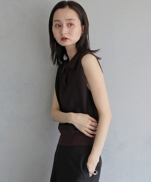 &g'aime(アンジェム)の「【&g'aime】ジャガードポロベスト JACQUARD POLO VEST(ベスト・レディース・グレー/ブラウン/ブラック・FREE)」の15枚目の写真