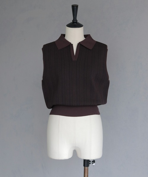 &g'aime(アンジェム)の「【&g'aime】ジャガードポロベスト JACQUARD POLO VEST(ベスト・レディース・グレー/ブラウン/ブラック・FREE)」の22枚目の写真