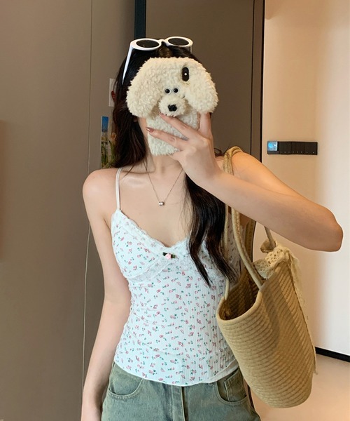 HALEY PESCA(ヘーリーペスカ)の「HALEY PESCA/バレエコア・レースフラワーキャミソール(キャミソール・レディース・ピンク/アイボリー/ブラック/ホワイト・FREE)」の9枚目の写真