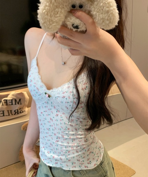 HALEY PESCA(ヘーリーペスカ)の「HALEY PESCA/バレエコア・レースフラワーキャミソール(キャミソール・レディース・ピンク/アイボリー/ブラック/ホワイト・FREE)」の11枚目の写真