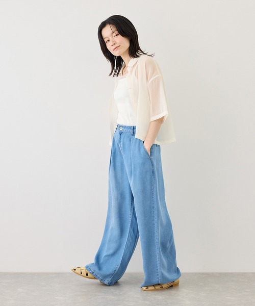 ROPE' PICNIC(ロペピクニック)の「シアーパールハーフスリーブブラウス(シャツ/ブラウス・レディース・ホワイト系その他/グリーン系その他/ブラック・FREE)」の8枚目の写真