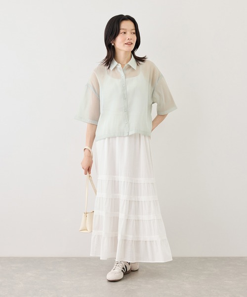 ROPE' PICNIC(ロペピクニック)の「シアーパールハーフスリーブブラウス(シャツ/ブラウス・レディース・ホワイト系その他/グリーン系その他/ブラック・FREE)」の16枚目の写真