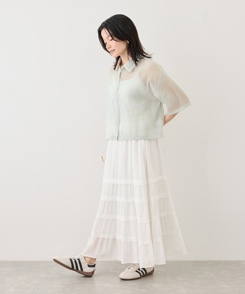 ROPE' PICNIC(ロペピクニック)の「シアーパールハーフスリーブブラウス(シャツ/ブラウス・レディース・ホワイト系その他/グリーン系その他/ブラック・FREE)」の17枚目の写真