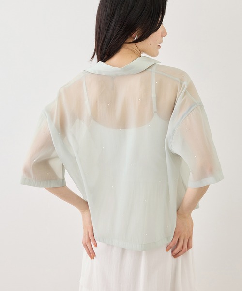 ROPE' PICNIC(ロペピクニック)の「シアーパールハーフスリーブブラウス(シャツ/ブラウス・レディース・ホワイト系その他/グリーン系その他/ブラック・FREE)」の20枚目の写真