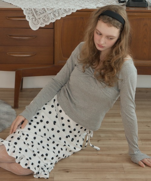Birthday room(バースデイルーム)の「リボンスクエアネックT/Ribbon Square Neck T-shirt(Tシャツ/カットソー・レディース・ホワイト/ブラック/グレー・FREE)」の15枚目の写真