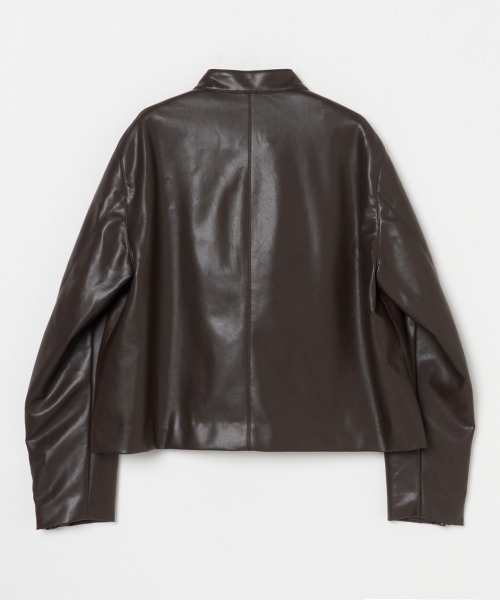 HELIOPOLE(エリオポール)の「SYNTHETIC LEATHER RIDERS JACKET / シンセティックレザー ライダースジャケット(その他アウター・レディース・ダークブラウン/ブラック・38)」の4枚目の写真