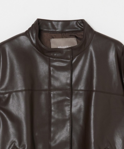 HELIOPOLE(エリオポール)の「SYNTHETIC LEATHER RIDERS JACKET / シンセティックレザー ライダースジャケット(その他アウター・レディース・ダークブラウン/ブラック・38)」の5枚目の写真