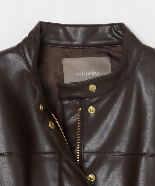 HELIOPOLE(エリオポール)の「SYNTHETIC LEATHER RIDERS JACKET / シンセティックレザー ライダースジャケット(その他アウター・レディース・ダークブラウン/ブラック・38)」の6枚目の写真