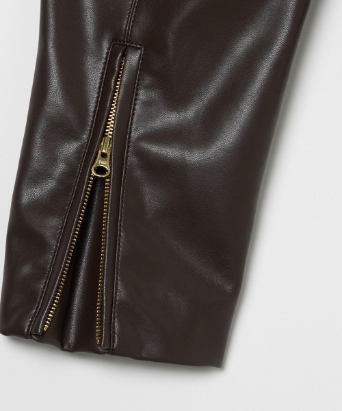 HELIOPOLE(エリオポール)の「SYNTHETIC LEATHER RIDERS JACKET / シンセティックレザー ライダースジャケット(その他アウター・レディース・ダークブラウン/ブラック・38)」の8枚目の写真