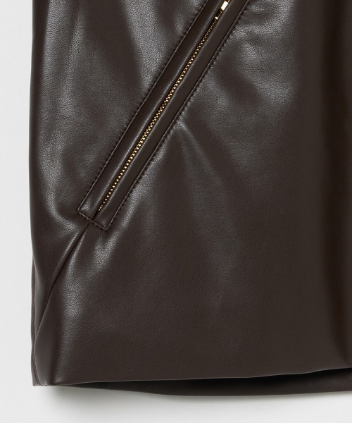 HELIOPOLE(エリオポール)の「SYNTHETIC LEATHER RIDERS JACKET / シンセティックレザー ライダースジャケット(その他アウター・レディース・ダークブラウン/ブラック・38)」の9枚目の写真