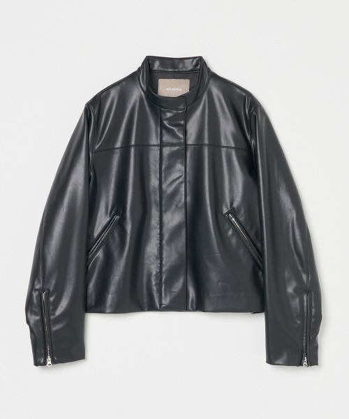 HELIOPOLE(エリオポール)の「SYNTHETIC LEATHER RIDERS JACKET / シンセティックレザー ライダースジャケット(その他アウター・レディース・ダークブラウン/ブラック・38)」の3枚目の写真