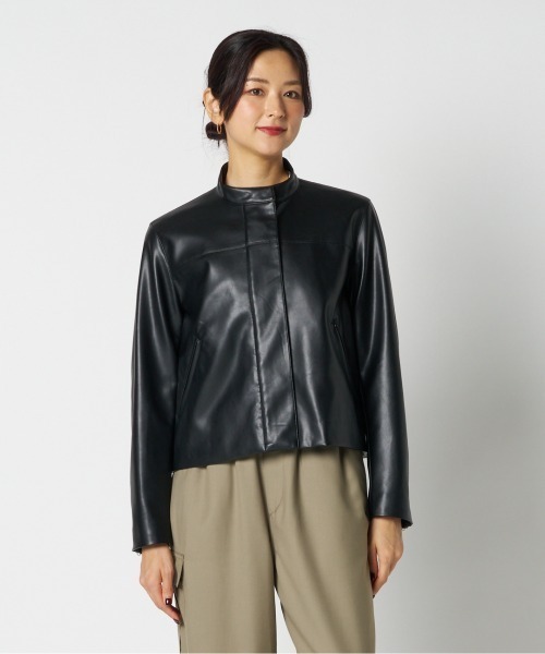 HELIOPOLE(エリオポール)の「SYNTHETIC LEATHER RIDERS JACKET / シンセティックレザー ライダースジャケット(その他アウター・レディース・ダークブラウン/ブラック・38)」の11枚目の写真