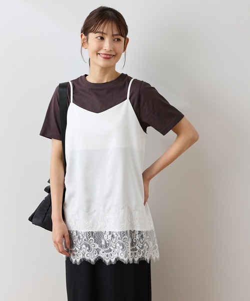 Honeys（ハニーズ）の「裾レースキャミソール（シャツ/ブラウス・レディース・アイボリー/ブラック・S/L/LL/M）」の5枚目の写真