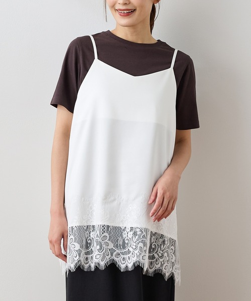 Honeys（ハニーズ）の「裾レースキャミソール（シャツ/ブラウス・レディース・アイボリー/ブラック・S/L/LL/M）」の6枚目の写真