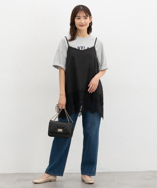 Honeys（ハニーズ）の「裾レースキャミソール（シャツ/ブラウス・レディース・アイボリー/ブラック・S/L/LL/M）」の7枚目の写真