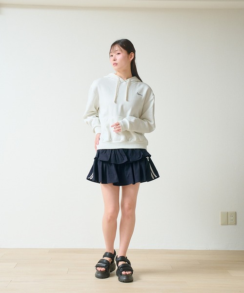 .WORKS(ドットワークス)の「2本ライン リボン結び 2段ティアードヒラミニ スカパン(スカート・レディース・オフホワイト/ライトグレー/ネイビー/ブラック・M)」の11枚目の写真