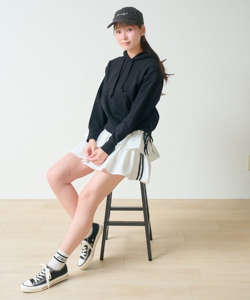 .WORKS(ドットワークス)の「2本ライン リボン結び 2段ティアードヒラミニ スカパン(スカート・レディース・オフホワイト/ライトグレー/ネイビー/ブラック・M)」の17枚目の写真