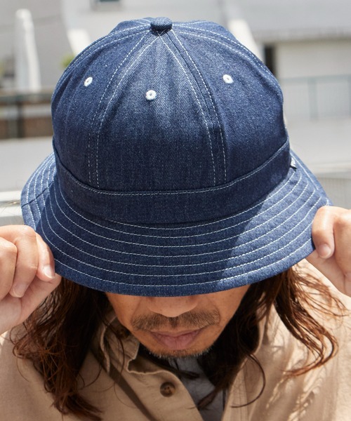 POLeR(ポーラー)の「POLeR/ポーラー DENIM BELL HAT デニム ベル型ハット ピスネーム コットン デイリー メンズ 2026年夏 夏服(ハット・メンズ・ブラック/ブルー・FREE)」の2枚目の写真