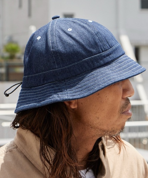 POLeR(ポーラー)の「POLeR/ポーラー DENIM BELL HAT デニム ベル型ハット ピスネーム コットン デイリー メンズ 2026年夏 夏服(ハット・メンズ・ブラック/ブルー・FREE)」の7枚目の写真
