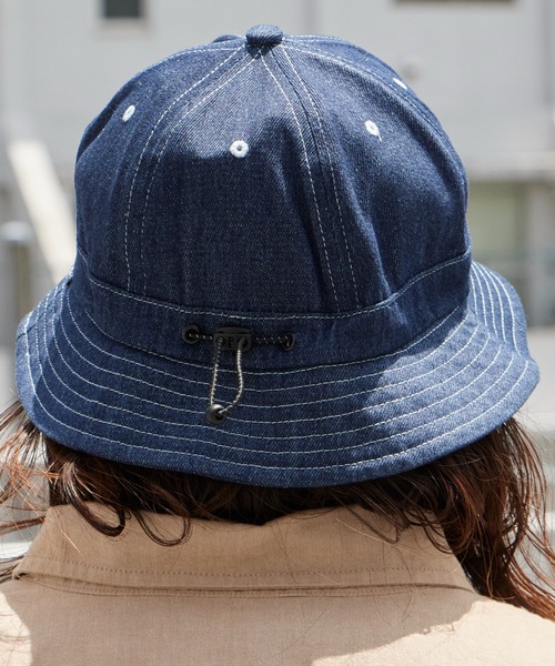 POLeR(ポーラー)の「POLeR/ポーラー DENIM BELL HAT デニム ベル型ハット ピスネーム コットン デイリー メンズ 2026年夏 夏服(ハット・メンズ・ブラック/ブルー・FREE)」の8枚目の写真