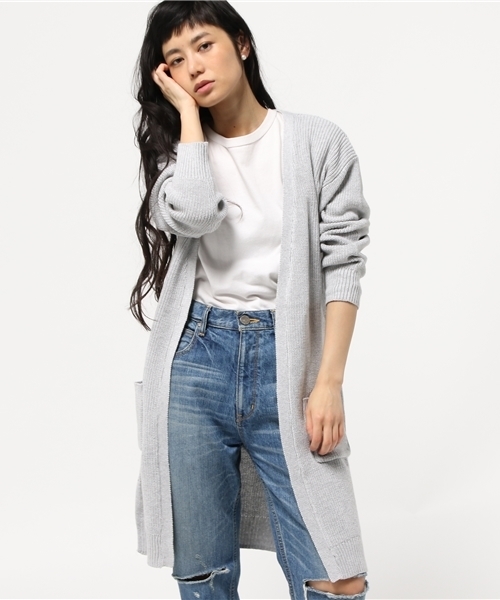 VENCEEXCHANGE（ヴァンスエクスチェンジ）の「畦ニットガウン           （カーディガン/ボレロ・レディース・ベージュ/その他35/オフホワイト/オリーブ/グレー/ネイビー・MEDIUM）」の3枚目の写真