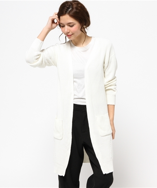 VENCEEXCHANGE（ヴァンスエクスチェンジ）の「畦ニットガウン           （カーディガン/ボレロ・レディース・ベージュ/その他35/オフホワイト/オリーブ/グレー/ネイビー・MEDIUM）」の2枚目の写真