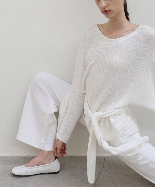 PAES（ペイズ）の「【WEB先行予約】[PAES/ペイズ] ヴィンテージ加工 LEATHER STRING フラットシューズ（バレエシューズ・レディース・ホワイト/ブラック・23.5/23/24.5/24）」の3枚目の写真