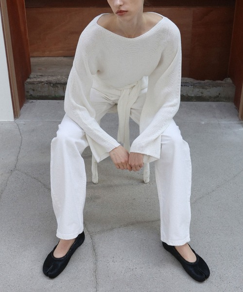 PAES（ペイズ）の「【WEB先行予約】[PAES/ペイズ] ヴィンテージ加工 LEATHER STRING フラットシューズ（バレエシューズ・レディース・ホワイト/ブラック・23.5/23/24.5/24）」の6枚目の写真