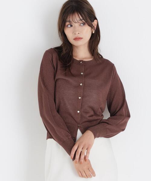 NATURAL BEAUTY BASIC(ナチュラルビューティーベーシック)の「ラメシアーベーシックカーディガン(カーディガン/ボレロ・レディース・ダークブラウン/チャコールグレー/ブルー・フリ-)」の21枚目の写真