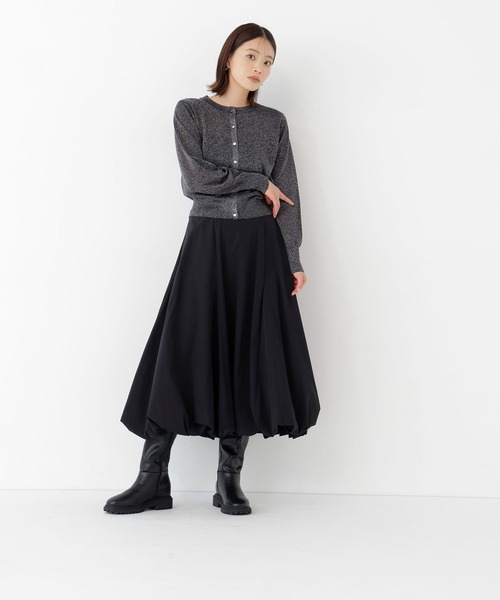 NATURAL BEAUTY BASIC(ナチュラルビューティーベーシック)の「ラメシアーベーシックカーディガン(カーディガン/ボレロ・レディース・ダークブラウン/チャコールグレー/ブルー・フリ-)」の4枚目の写真
