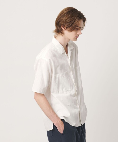 California General Store（California General Store）の「＜CGS.＞ドビーストライプ オープンカラー シャツ（シャツ/ブラウス・メンズ・ホワイト/ブラック・S/M/L）」の4枚目の写真
