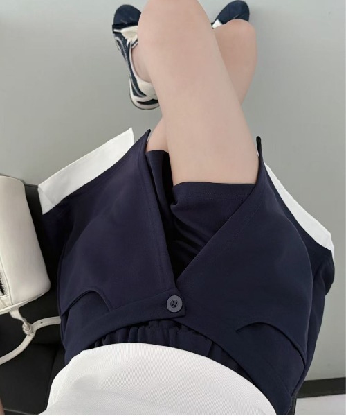 &soiree(アンドソワレ)の「ラップデザインスウェットショートパンツ(スウェットパンツ・レディース・杢グレー/ネイビー/レッド・LARGE/MEDIUM)」の7枚目の写真