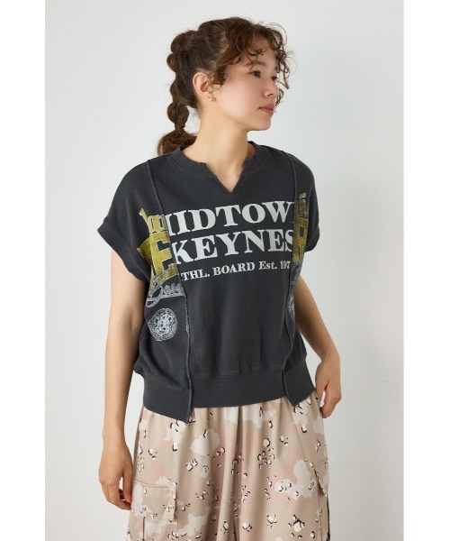 RODEO CROWNS WIDE BOWL(ロデオクラウンズワイドボウル)の「ドッキングカレッジスキッパースウェット(スウェット・レディース・チャコールグレー/グレー×ホワイト/ライトピンク・FREE)」の4枚目の写真