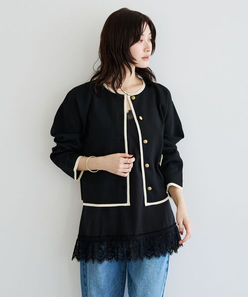 YECCA VECCA(イェッカヴェッカ)の「金釦トリミングジャケットライクカーディガン(カーディガン/ボレロ・レディース・レッド/ブラック/ダークベージュ・FREE)」の17枚目の写真