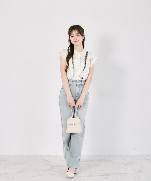 tocco closet(トッコ クローゼット)の「レース装飾ドットラッフルフリルブラウス(シャツ/ブラウス・レディース・ブラック/アイボリー・M)」の6枚目の写真