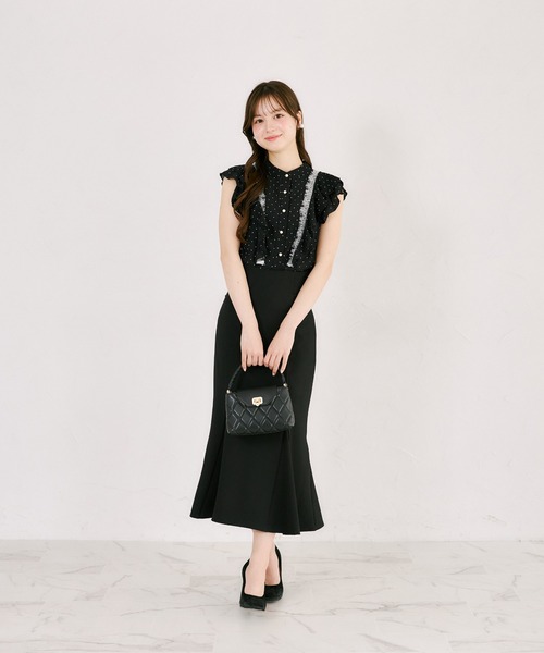 tocco closet(トッコ クローゼット)の「レース装飾ドットラッフルフリルブラウス(シャツ/ブラウス・レディース・ブラック/アイボリー・M)」の11枚目の写真