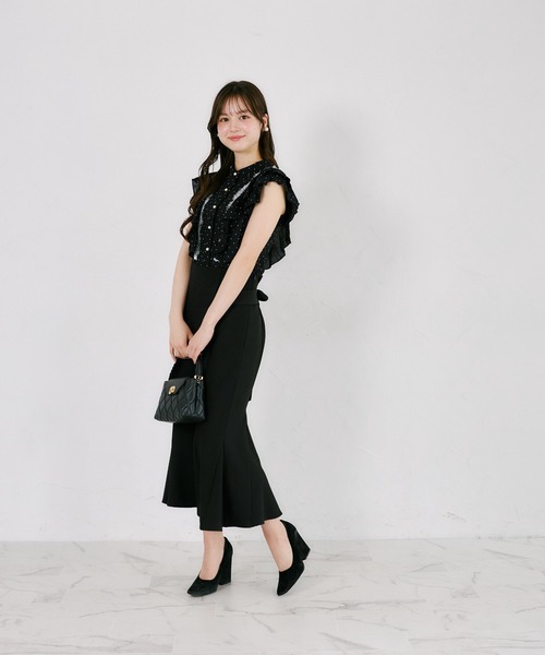tocco closet(トッコ クローゼット)の「レース装飾ドットラッフルフリルブラウス(シャツ/ブラウス・レディース・ブラック/アイボリー・M)」の12枚目の写真