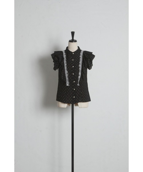 tocco closet(トッコ クローゼット)の「レース装飾ドットラッフルフリルブラウス(シャツ/ブラウス・レディース・ブラック/アイボリー・M)」の17枚目の写真