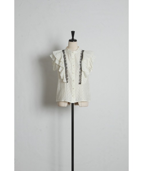 tocco closet(トッコ クローゼット)の「レース装飾ドットラッフルフリルブラウス(シャツ/ブラウス・レディース・ブラック/アイボリー・M)」の18枚目の写真