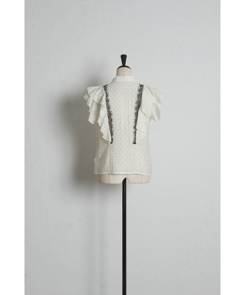 tocco closet(トッコ クローゼット)の「レース装飾ドットラッフルフリルブラウス(シャツ/ブラウス・レディース・ブラック/アイボリー・M)」の20枚目の写真
