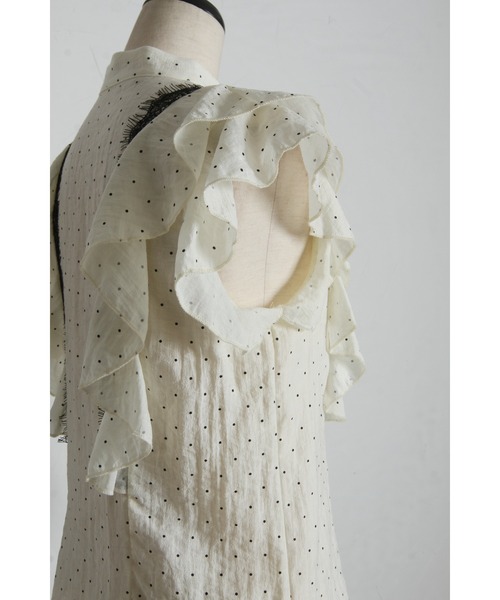 tocco closet(トッコ クローゼット)の「レース装飾ドットラッフルフリルブラウス(シャツ/ブラウス・レディース・ブラック/アイボリー・M)」の5枚目の写真
