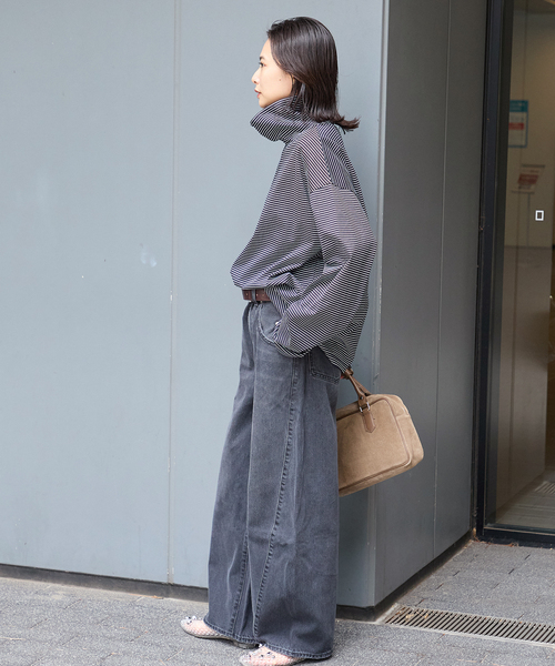 ARCHIVE STANCE(アーカイブスタンス)の「【ARCHIVE STANCE/アーカイブスタンス】 Highneck Border long slee(Tシャツ/カットソー・レディース・ブラック系その他・FREE)」の2枚目の写真
