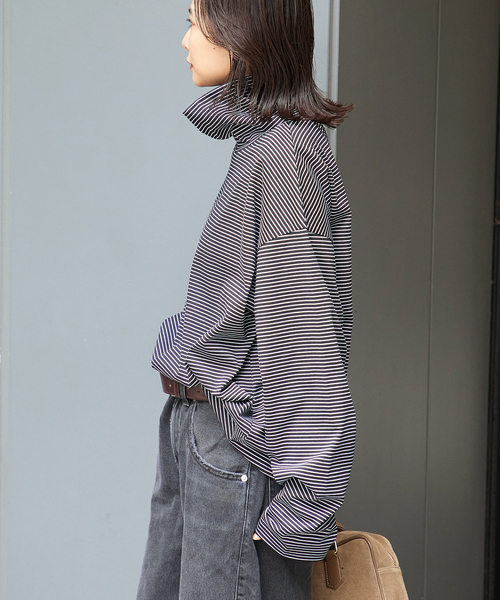 ARCHIVE STANCE(アーカイブスタンス)の「【ARCHIVE STANCE/アーカイブスタンス】 Highneck Border long slee(Tシャツ/カットソー・レディース・ブラック系その他・FREE)」の3枚目の写真