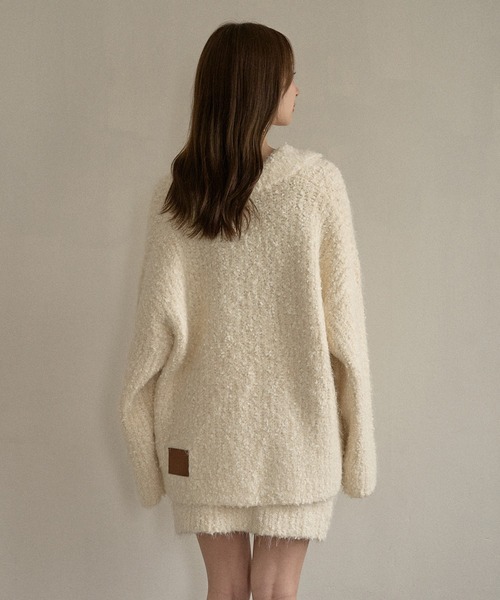 mideal(マイディール)の「glitter melange knit set up / グリッターメランジニットセットアップ(セットアップ・レディース・アイボリー/ネイビー/ブラウン・FREE)」の5枚目の写真